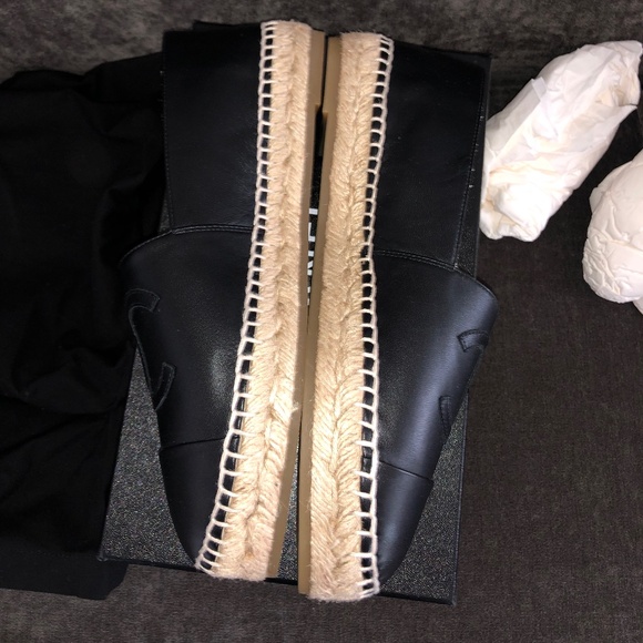 CHANEL  Espadrilles black lamb skin size EU40 fits US size 9 - Picture 5 of 13